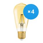 Flerpack 4x Ledvance Vintage 1906 LED E27 Päron Guld 2.5W 220lm - 824 Extra Varm Vit | Ersättare 22W