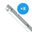 Flerpack 8x Noxion LED Allmänbruksarmatur Vattentät Armatur Poseidon V2.0 | Passande För 2x120cm LED Rör